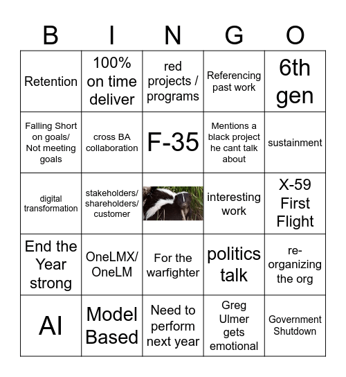 Aeronautics Bingo Card
