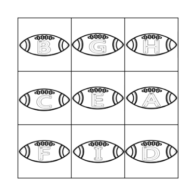 Alphabet Football Bingo Card