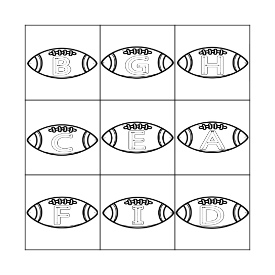 Alphabet Football Bingo Card