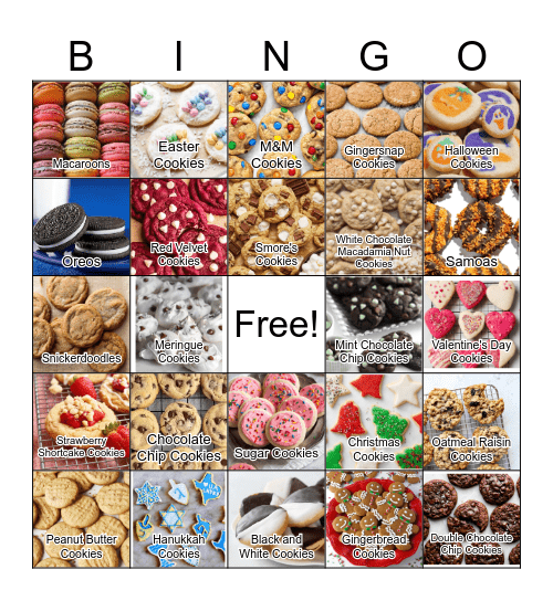 Cookie Bingo Card