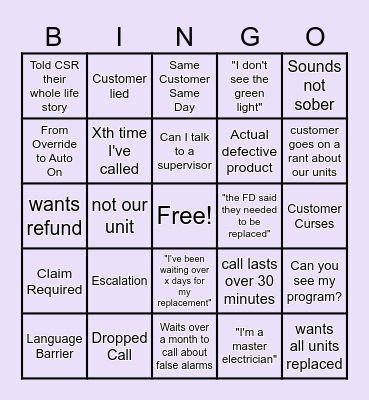 Night Shift BINGO Card