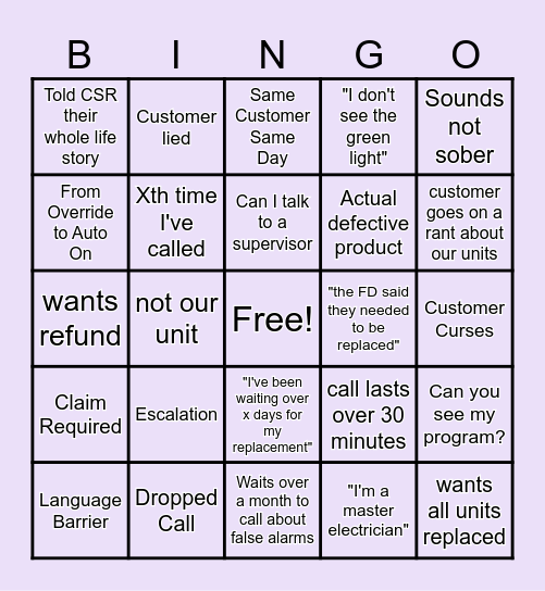 Night Shift BINGO Card