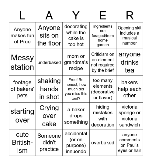 Cake Week 2024 Bingo Card