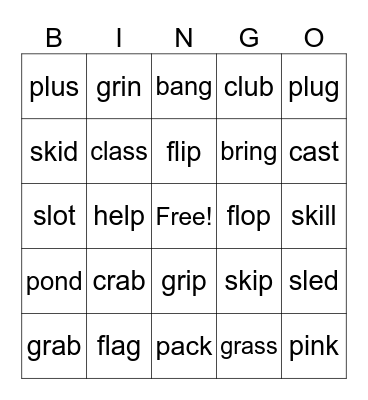 2:45-3:05 Bingo Card