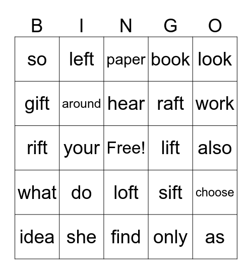2nd Grade Bingo Card