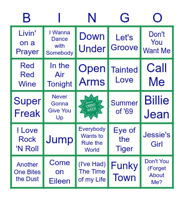 Credo 80's Musical Bingo Card