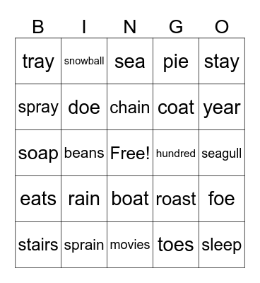 4th Grade Bingo Card