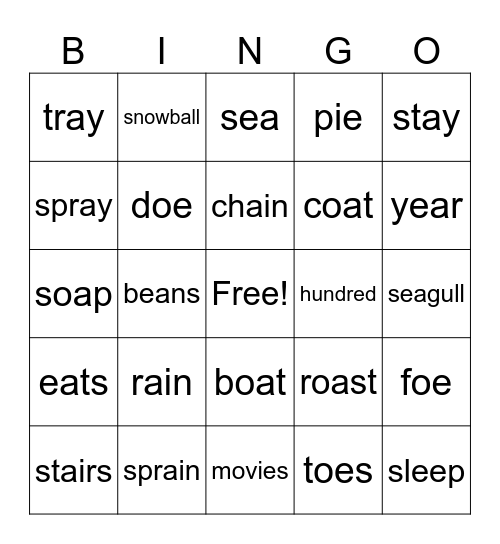 4th Grade Bingo Card
