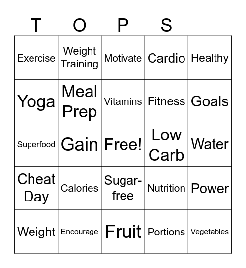 TOPS Bingo Card