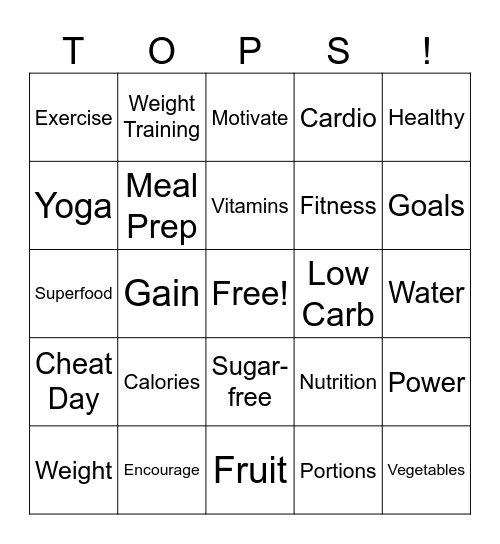 TOPS Bingo Card