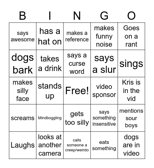 Oopaville Bingo Card