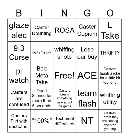 EMU Valorant Stream Bingo Card