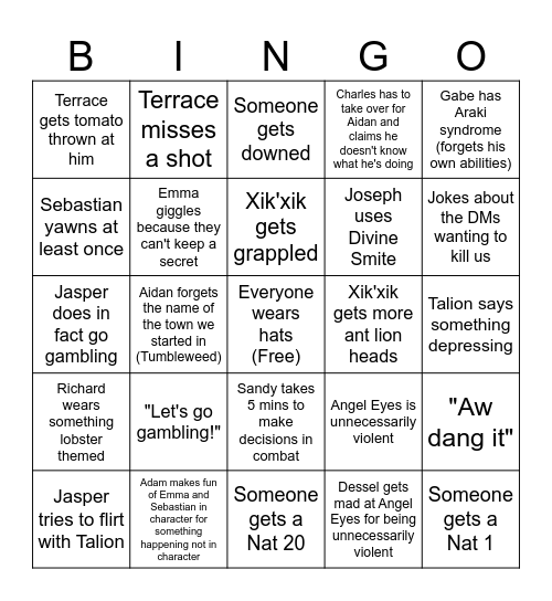 DnD Bingo Card