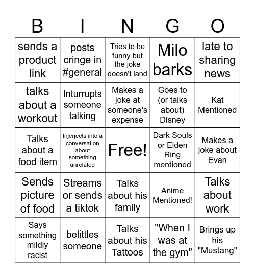 Daliin Discord Bingo Card