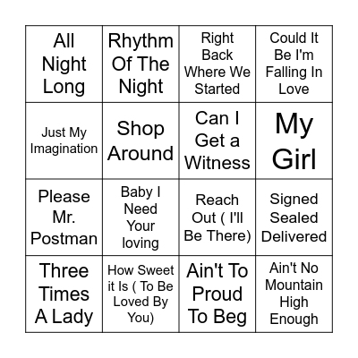 MOTOWN Bingo Card