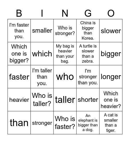 Lesson 9: I'm Stronger Than You Bingo Card