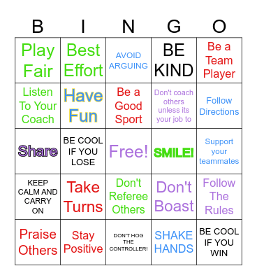 SPORTY Bingo Card