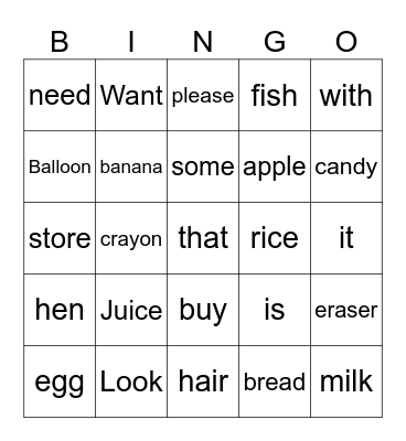 test Bingo Card