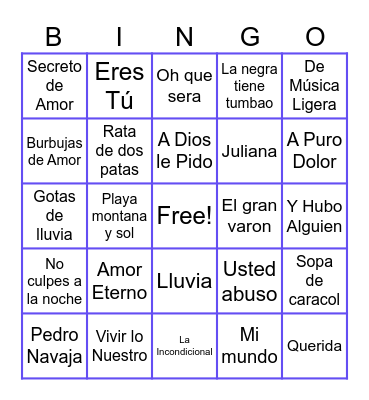 BINGO MUSICAL Bingo Card