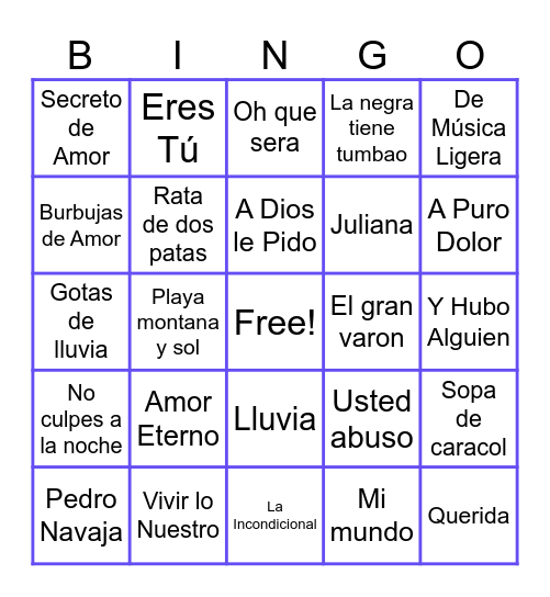 BINGO MUSICAL Bingo Card