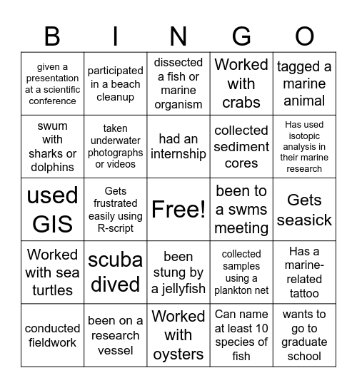 SWMS Bingo Card