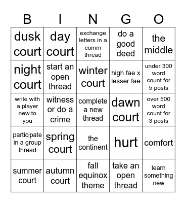 fae fun and follies Bingo Card