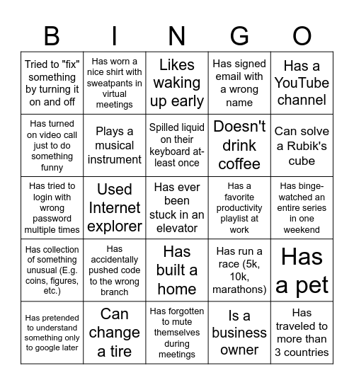 Austin Identity Socials Bingo Card