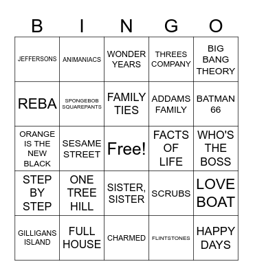 TV SHOW BINGO Card