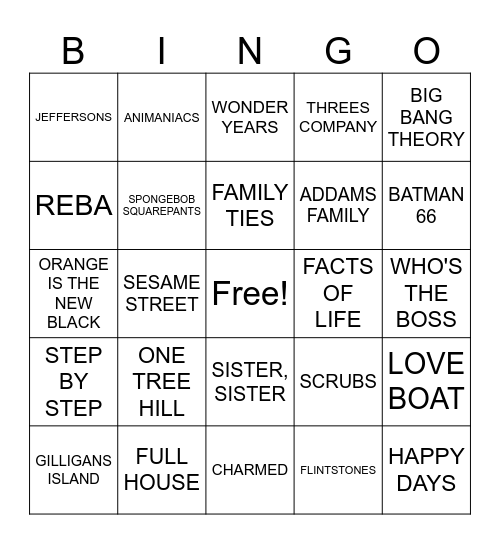 TV SHOW BINGO Card