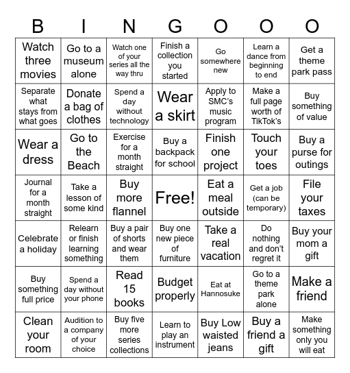 Begin Again Bingo Card