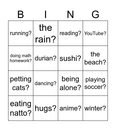 Enjoy Bingo Card