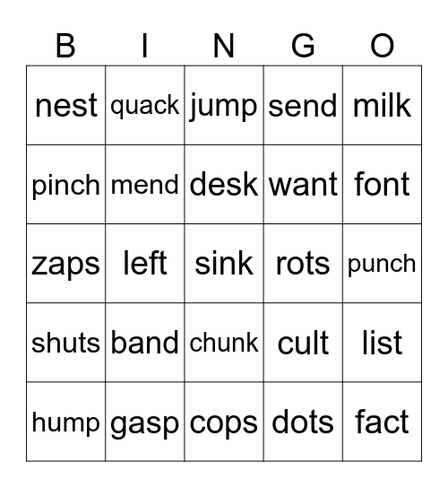 CVCC Bingo Card