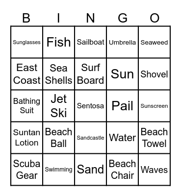 Beach Bingo Card