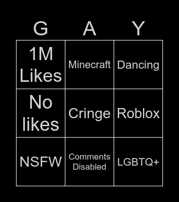 Youtube Shorts Bingo Card