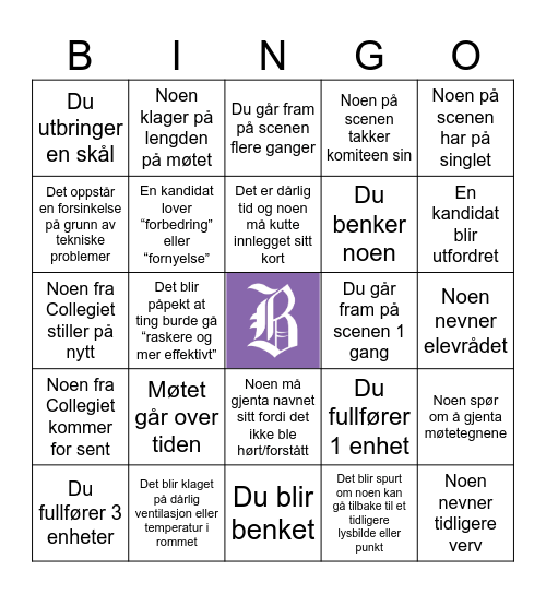 Generalforsamling Bingo Card