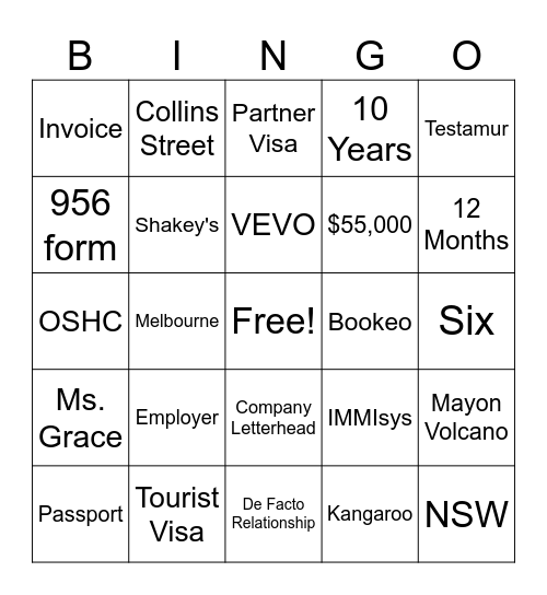 CARD NO. 3 Bingo Card