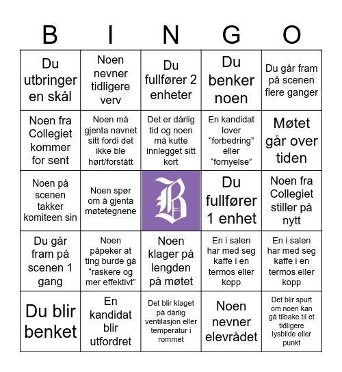 Generalforsamling Bingo Card