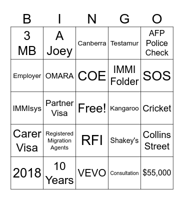 CARD NO. 7 Bingo Card