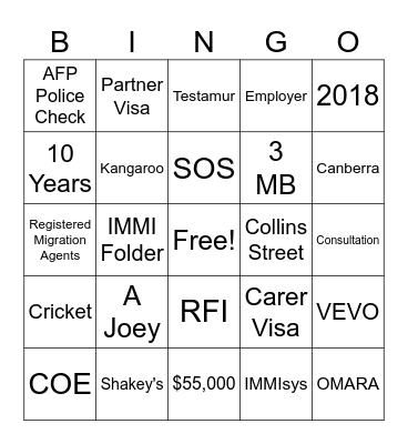CARD NO. 4 Bingo Card