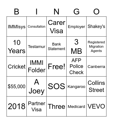 CARD NO. 9 Bingo Card