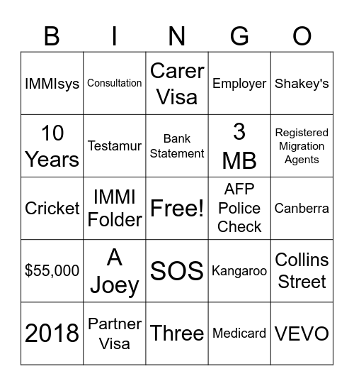 CARD NO. 9 Bingo Card