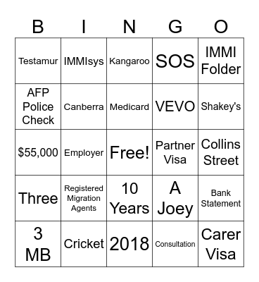 CARD NO. 5 Bingo Card