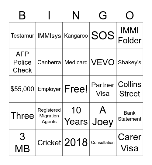 CARD NO. 5 Bingo Card