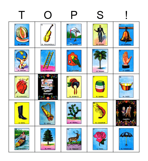 Loteria TOPS Middle Bingo Card