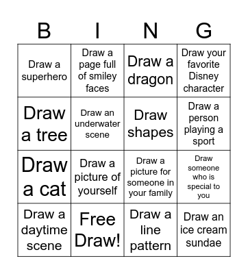 DRAWING BINGO Card