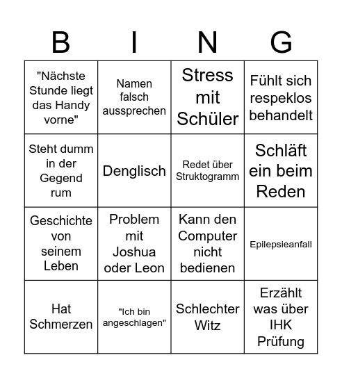 Freytag Bingo Card