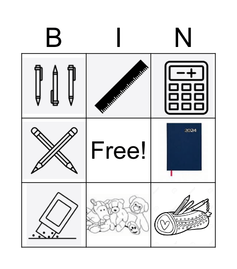 school stuff Bingo Card