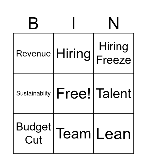 Townhall Bingo Card