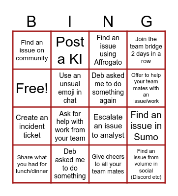 IM Surveillance Peak Card Bingo Card