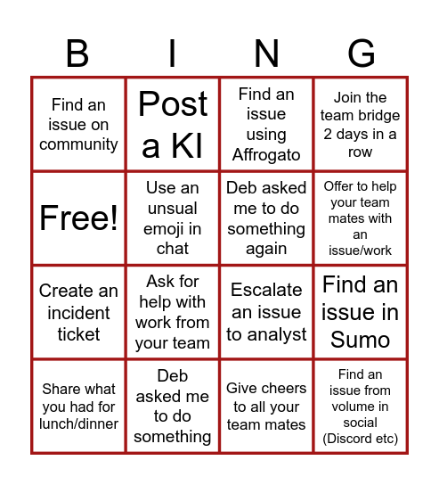 IM Surveillance Peak Card Bingo Card